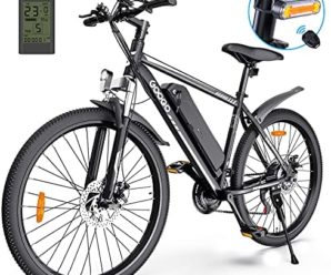 Electric Bike,Googo 26″ Electric Mountain Bike with 350W Motor,Removable 36V Battery,Professional 21 Speed Gears,Middle 5 Speed LCD Display with USB,3 Working Modes,20MPH Electric Bike for Adults