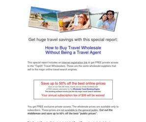 How To Buy Travel Wholesale Without Being A Travel Agent- $9.97 Report