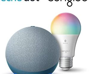 Echo Dot (4th Gen) | Smart speaker with Alexa | Twilight Blue with Sengled Bluetooth Color bulb