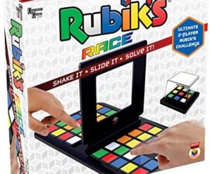 University Games Rubik’s Race Game, Head To Head Fast Paced Square Shifting Board Game Based On The Rubiks Cubeboard, for Family, Adults and Kids Ages 7 and Up, Black