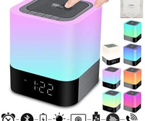 Portable Wireless Bluetooth Speaker -Big Sound,48 Led Changing Color,Light Night Lamp,Alarm Clock,MP3