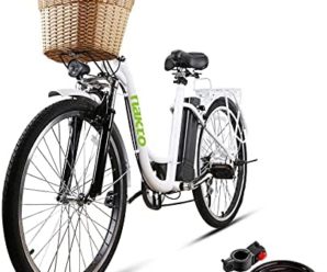 NAKTO 26” Electric Bike for Adult, Cargo Electric Bicycle Camel Style, 250W Brushless Motor and 10.5Ah Removable Lithium Battery| Commuting Essentials (Free Basket and Lock)