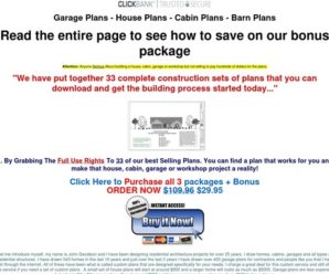 www.Hplans.us Garage, House, Cabin, Shed, Playhouse, Greenhouse & Barn Plans