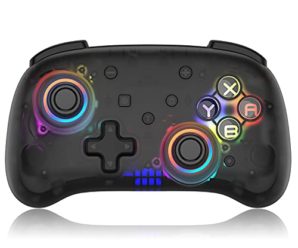 Wireless Bluetooth Controller for Nintendo Switch/Switch Lite,momen Mini Game PC Controller with Joysticks Dual Motor Remote Gamepad Vibration Function & Adjustable LED Gyro Axis Translucent Black