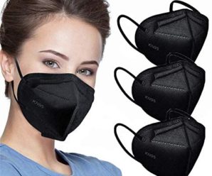 50pcs KN95 Face Mask Black 5 Layer Cup Dust Safety Masks Filter Efficiency≥95% Breathable Elastic Ear Loops Black Masks